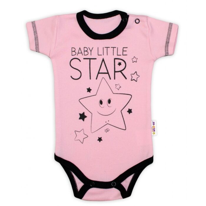 Baby Nellys Body Ružové Krátky Rukáv Baby Little Star