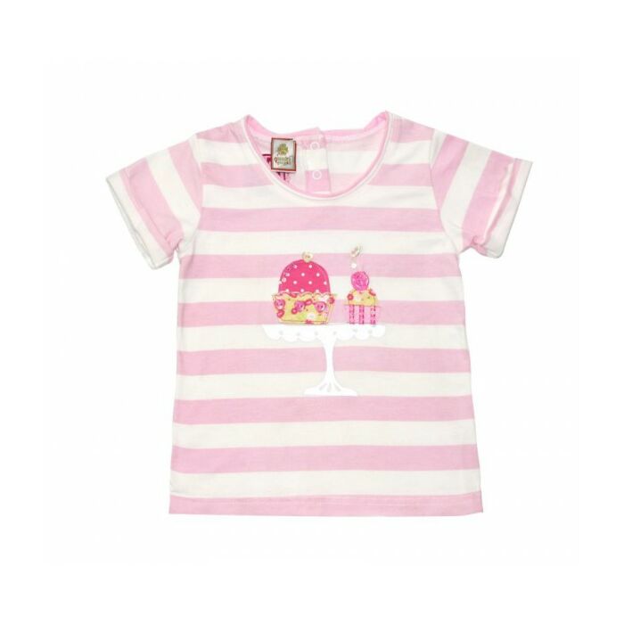 Quadri Foglio Dievčenské Pruhované Tričko Ružové*Dopredaj Veľ.80
