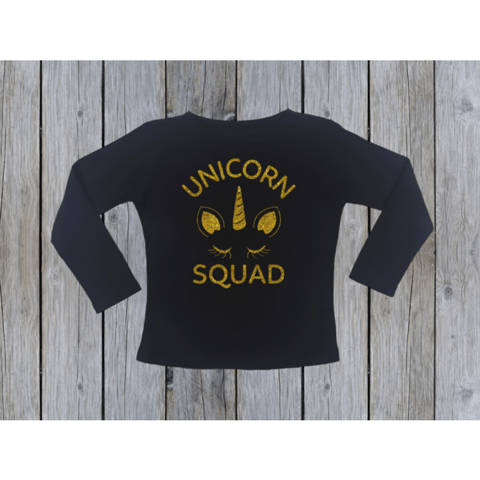 KIDSBEE Dievčenské Bavlnené Tričko Unicorn Squad Čierne 