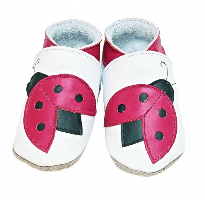 Starchild Dievčenské Kožené Topánočky Ladybug White