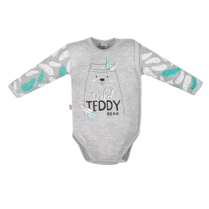 New Baby Body Dlhý Rukáv Bočné Zapínanie Wild Teddy