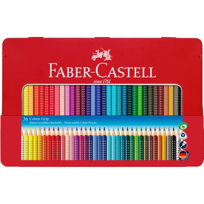 Faber Castell Pastelky Akvarelové Colour Grip 36 Farebný Set V Plechu