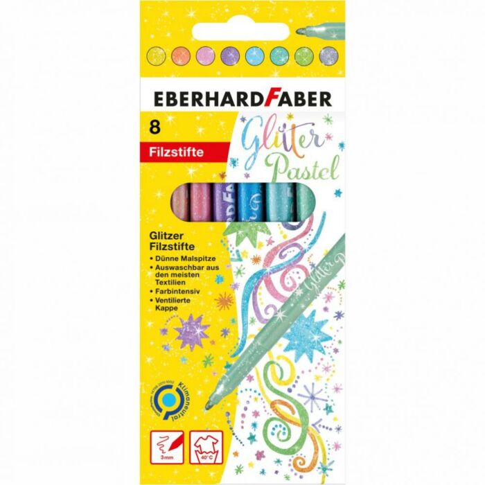 EberhardFaber Popisovače Glitter Pastel Set 8 Farieb 