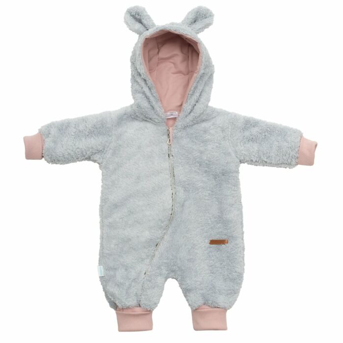 New Baby Luxusný Detský Zimný Overal Teddy Bear Šedo-Ružový