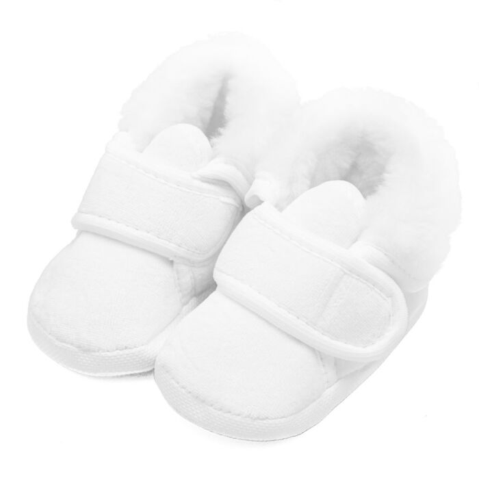 New Baby Dojčenské Zimné Semiškové Capačky Biele