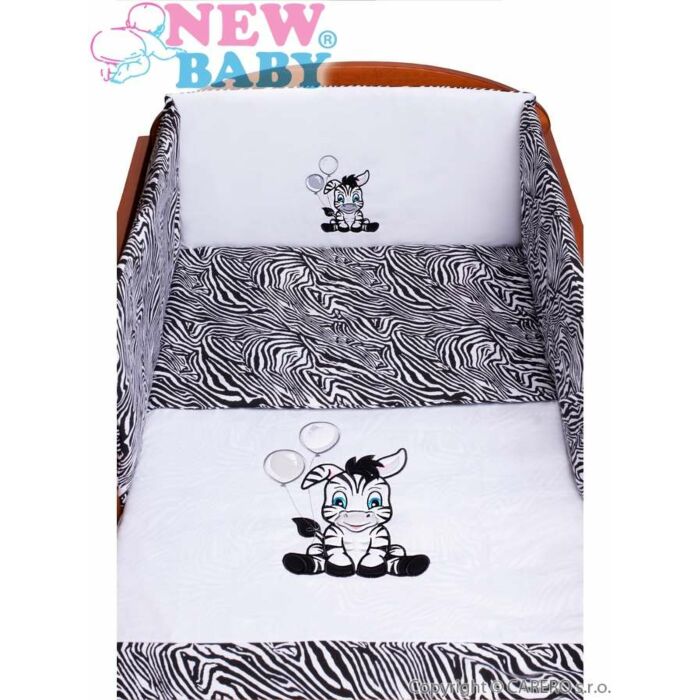 New Baby 5- Dielne Posteľné Obliečky Zebra Bielo- Čierne
