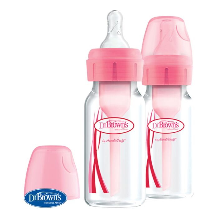 DR.BROWNS Fľaša Antikolik Options+ Úzka 2x120 ml- Plast, Ružová