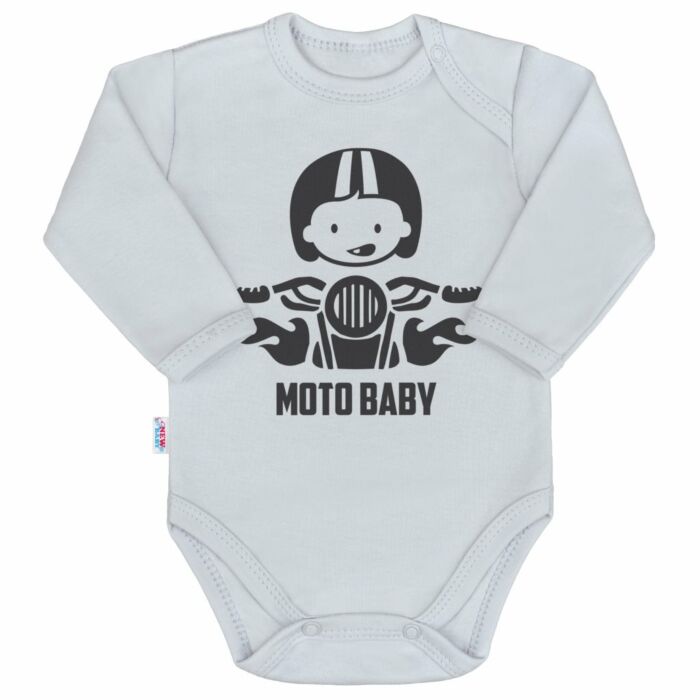 New Baby Body Dlhý Rukáv Moto Baby Sivé