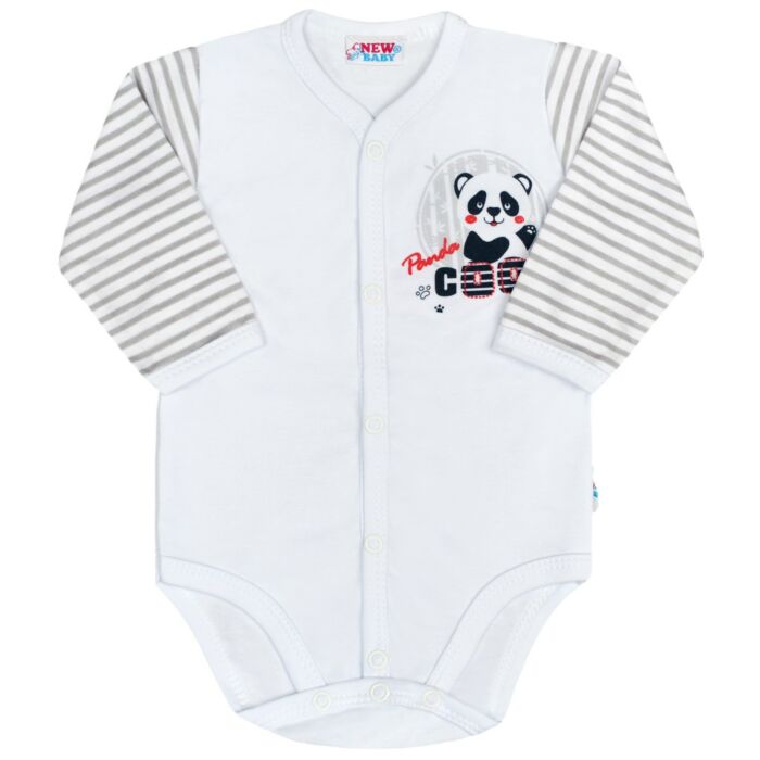 New Baby Dojčenské Celorozopínacie Body S Dlhým Rukávom Panda