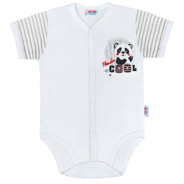 New Baby Dojčenské Celorozopínacie Body S Krátkym Rukávom Panda