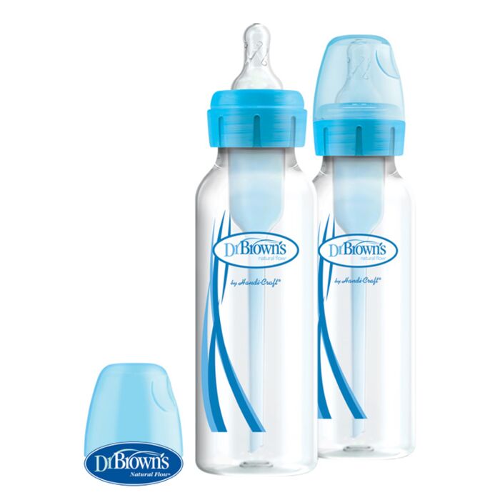 DR.BROWNS Fľaša Antikolik Options+ Úzka 2x250 ml- Plast, Modrá