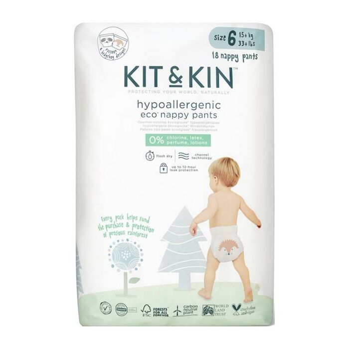 KIT & KIN Ekologické Plienkové Nohavičky Veľ. 6 18 Ks 15+ Kg