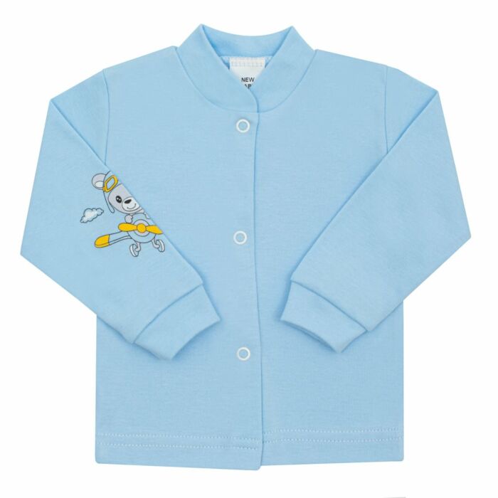 New Baby Dojčenský Kabátik Teddy Pilot Modrý