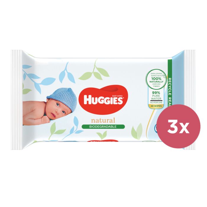 HUGGIES 3x Biodegradable Obrúsky Vlhčené 48 ks