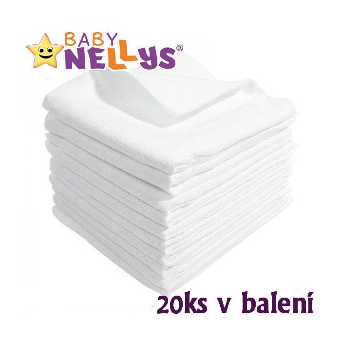 Baby Nellys Kvalitné Bavlnené Plienky TETRA LUX 20 Ks 80x80 cm