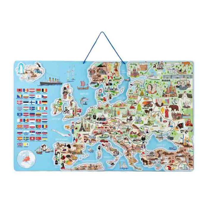 Woody Spoločenská Hra Magnetická Mapa Európy 3v1 Anglický Jazyk