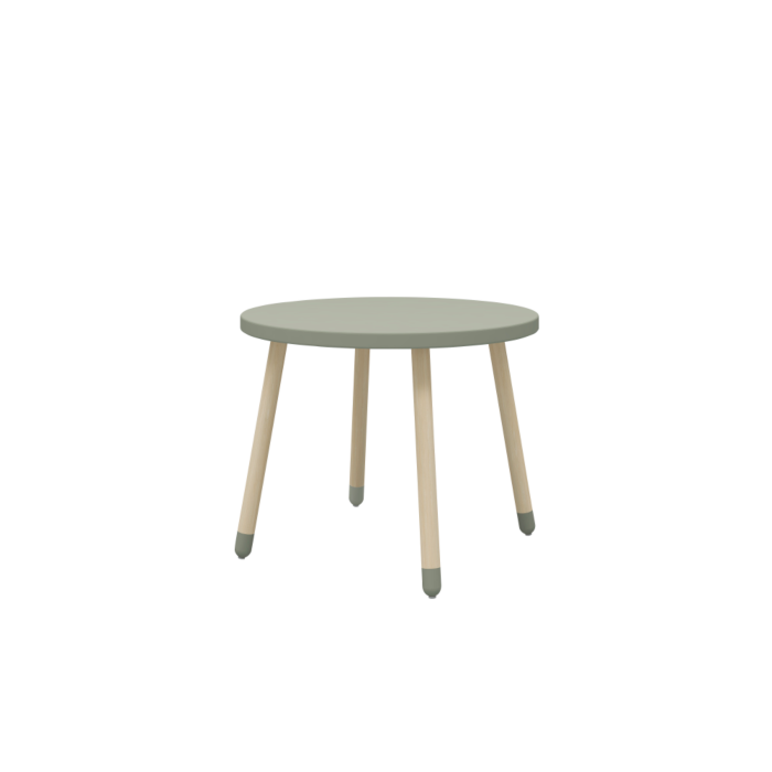 FLEXA Drevený Okrúhly Stôl Pre Deti Sivozelený Dots