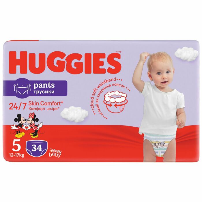 HUGGIES Pants Nohavičky Plienkové Jednorazové 5 (12-17 kg) 34 ks
