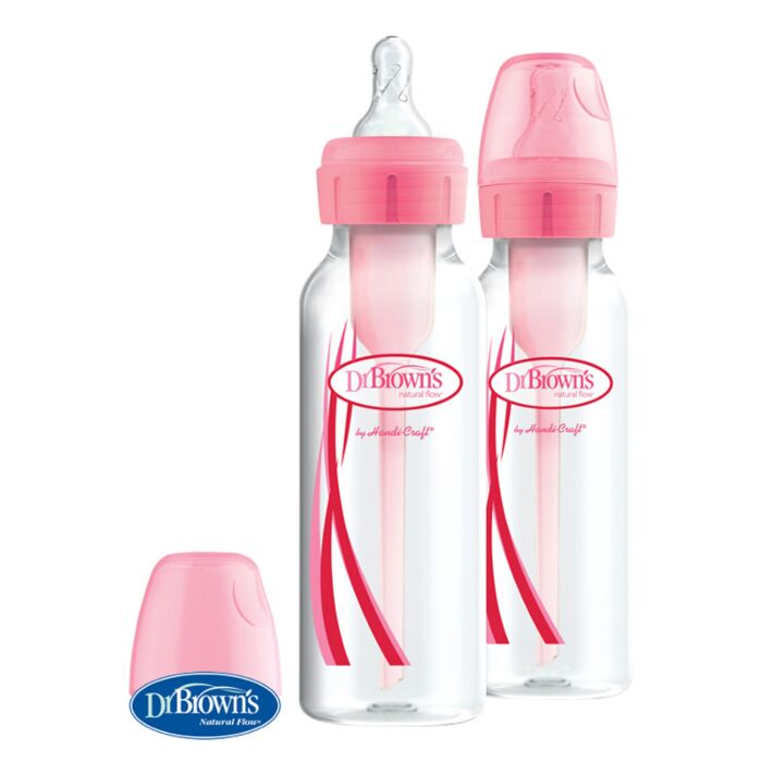 DR.BROWNS Fľaša Antikolik Options+ Úzka 2x250 ml- Plast, Ružová