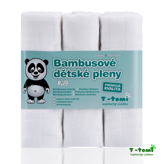 T-Tomi Vysokokvalitné Bambusové Plienky 3ks*Darček Zdarma