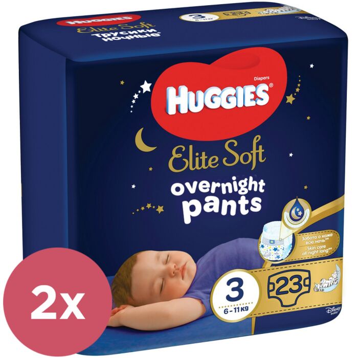 HUGGIES 2x Elite Soft Pants OVN Nohavičky Plienkové Jednorazové 3 (6-11 kg) 23 ks