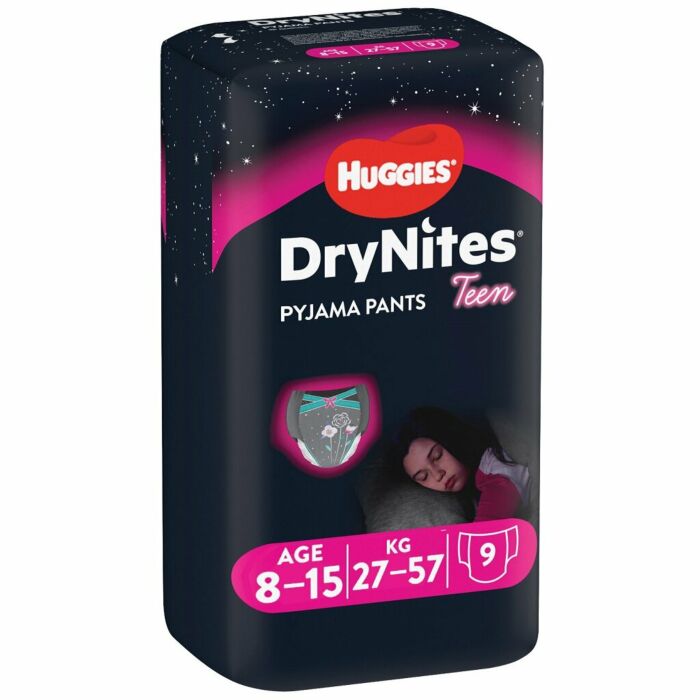 HUGGIES DryNites Nohavičky Plienkové Jednorazové Pre Dievča (27-57 kg) 9 ks
