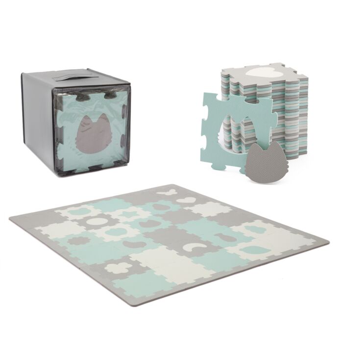 Kinderkraft  Podložka Penové Puzzle Luno Shapes 185 x 165 cm Mint, 30ks, Premium