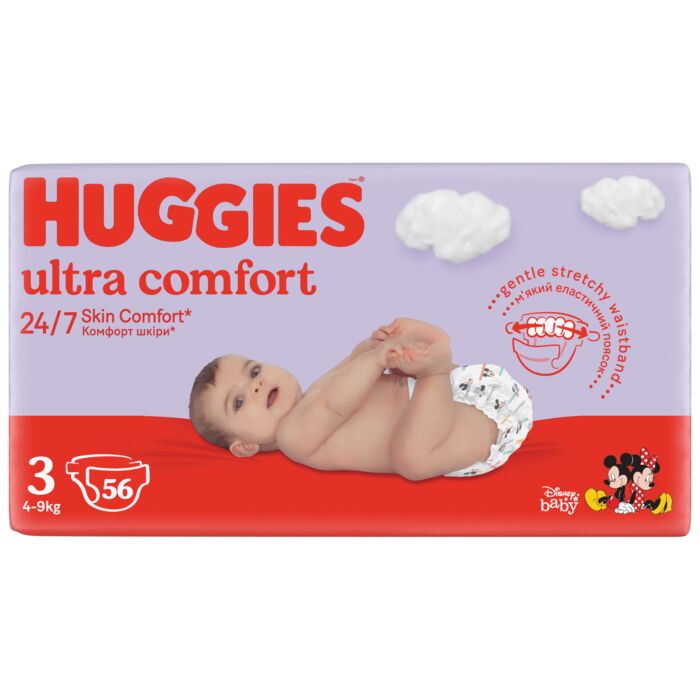 HUGGIES Ultra Comfort Jumbo Plienky Jednorazové 3 (4-9 kg) 56 ks