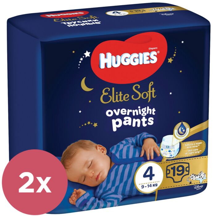 HUGGIES 2x Elite Soft Pants OVN Nohavičky Plienkové Jednorazové 4 (9-14 kg) 19 ks