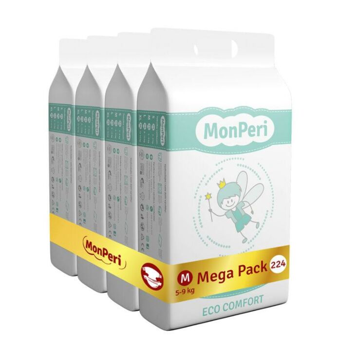 MONPERI Jednorazové Plienky Eco Comfort M 5-9 Kg Mega Pack 
