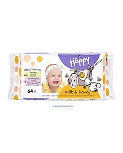  Happy Baby Vlhčené Obrúsky Mlieko A Med 64 Ks 