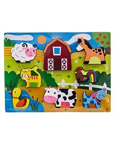  Drevené Zábavné Puzzle Vkladacie - Zvieratká Na Farme