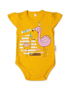  Bavlnené Dojčenské Body Kr. Rukáv Flamingo Horčicové