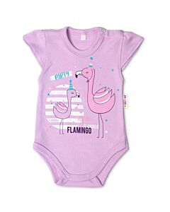  Bavlnené Dojčenské Body Kr. Rukáv Flamingo Lila