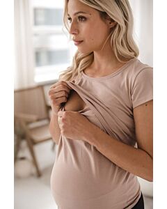  Tehotenské a Dojčiace Tričko Milk Shirt Krátky Rukáv Béžová