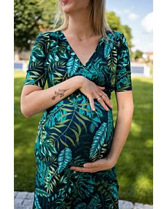  Tehotenské a Dojčiace Šaty Two Ways LONG Zeleno-modré