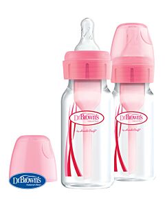  Fľaša Antikolik Options+ Úzka 2x120 ml- Plast, Ružová