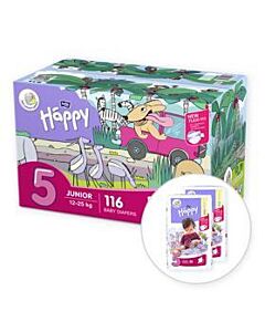  Happy Junior 5 Big Toy Box Jednorázové Plienky 12-25 Kg 116 Ks 