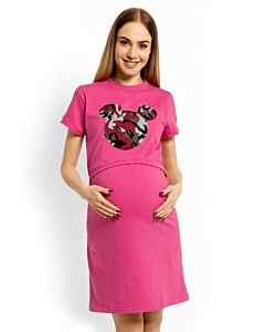  Tehotenská Nočná Košeľa Army Minnie Ružová