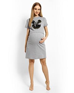  Tehotenská Nočná Košeľa Army Minnie Sivá