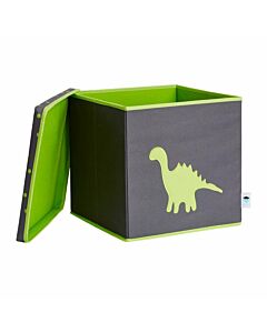  Úložný Box Na Hračky S Krytom Šedý Zelený Dinosaurus