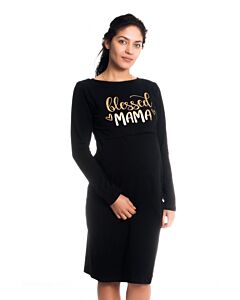  Tehotenská Nočná Košeľa Blessed Mama Black