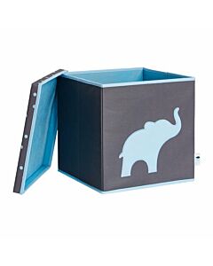  Úložný Box Na Hračky S Krytom Šedý Modrý Slon