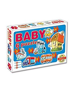  Detské Puzzle Baby Doprava 6ks