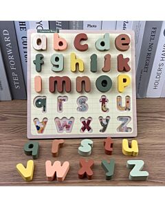  Drevené Montessori Puzzle Abeceda