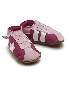  Dievčenské Kožené Topánočky Retro Trainers In Fuchsia Pink